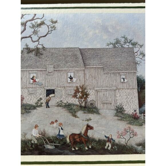 Linda Nelson Stocks Folk Art Stonewood House barn Lang Note Card 12ct + Sample - Picture 4 of 5
